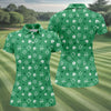 Maxcorners Leprechaun Hat Shamrock Beer Seamless Pattern St. Patrick’s Day Golf Shirt, Women's Golf Tops, Ladies Golf Polos