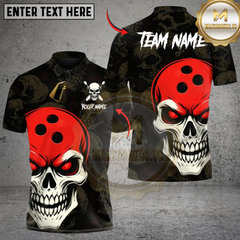 Maxcorners Bowling Skull Ball Multicolor Customized Name, Team Name 3D Shirts