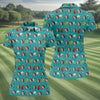 Maxcorners Teal Custom Photo Golf Icons Polo Shirt, Golf Tops For Women, Printed Golf Shirt LM1507