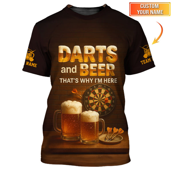 Maxcorners Darts and Beer That Why I'm Here T Shirts, Funny Pub Lover Gift Darts Team Shirts LM0509