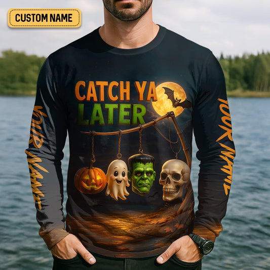 Maxcorners Catch Ya Later Fisherman Outfit, Long Sleeve Fishing Shirts, Mens Casual Shirts