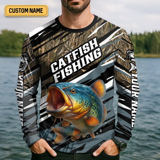 Maxcorners Catfish Fishing, SPF Shirt For Men, Hooded Fishing Shirt, Casual Button Down Shirts, Fishing Jersey