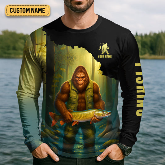 Maxcorners Sasquatch Doesn't Need A Fish Story Funny Fishing Shirt SPF Shirt For Men, Funny Fishing Shirt, Fishing Shirts For Men