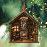 Maxcorners Personalized Hunter’s Cabin Ornament, Custom Log Cabin Christmas Decoration for Outdoor Lovers

 LM0411