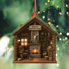 Maxcorners Personalized Hunterâ€™s Cabin Ornament, Custom Log Cabin Christmas Decoration for Outdoor Lovers

 LM0411