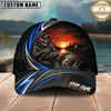 Maxcorners Fishing Skull Angler Blue Wave Personalized 3D Cap