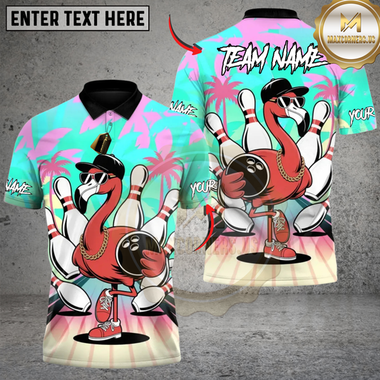 Maxcorners Bowling Pin Drop Paradise Personalized Name 3D Unisex Shirt