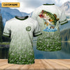 Maxcorners Custom Largemouth Bass Fishing Shirt for Men, Camo Green Angler Shirt, Fishing UPF Shirts