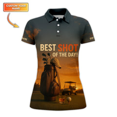 Maxcorners Best Shot Of The Day Golf Shirt, Funny Golf & Whiskey Polos For Men, Custom Name Golf Shirts
