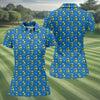 Maxcorners Cartoon Cactus Golfer Blue Golf Shirt, Women’s Golf Polo, Golf Tops For Women, Printed Golf Shirt LM1507