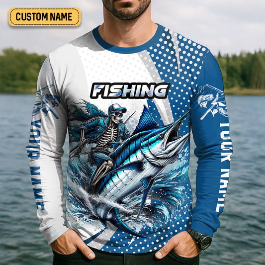 Maxcorners Skeleton Fishing Shirts, Where The Sea Meets The Soul, SPF Long Sleeve Shirts, Fishing Shirts For Men