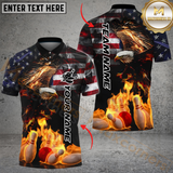 Maxcorners Bowling Flame American Eagle Multicolor Options Personalized Name, Team Name 3D Shirt