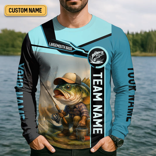 Maxcorners Largemouth Bass Fishing, Fishing Team Shirts SPF Shirt, Best Fishing Gifts, Mens Casual Shirts