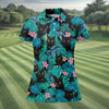 Maxcorners Black Cat Tropical Monstera Hawaiian Golf Polo Shirt, Golf Shirts For Women, Women's Golf Apparel LM1507