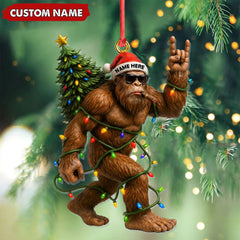 Maxcorners Personalized Bigfoot Christmas Ornament, Custom Name Funny Holiday Gift for Hunters LM0411