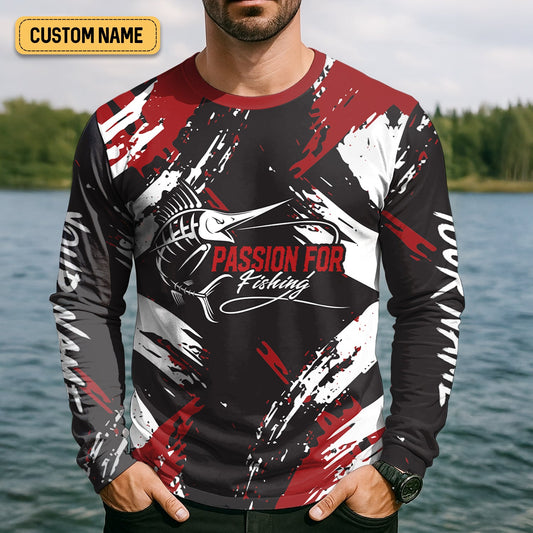 Maxcorners Passion for Fishing Shirts, SPF Long Sleeve Shirts, Fishing Shirts For Men