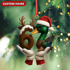 Maxcorners Personalized Trend 67 Duck Christmas Ornament, Custom Name Six Seven Reindeer 6 and Duck Design, Funny Meme Holiday Tree Decoration