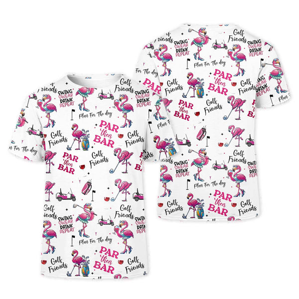 Maxcorners Par Then Bar Flamingo Womens Golf Polo Shirt, Golfing Apparel, Womens Golf Gifts