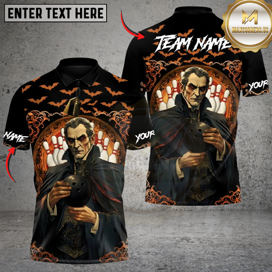 Maxcorners Bowling Dracula Night Strike Personalized Name 3D Unisex Shirt