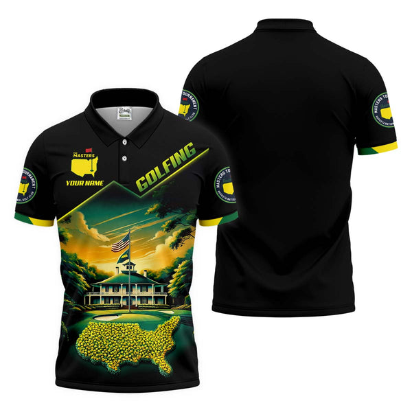 Maxcorners Custom Augusta Golf Course Polo Shirt, Golfing Apparel, Mens Golf Gift, Funny Golf Shirt