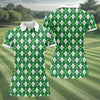 Maxcorners St Patrick's Day Shamrock Argyle Pattern Green And White Argyle Golf Shirt, Women's Golf Tops, Ladies Golf Polos