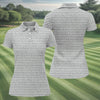 Maxcorners Beige Text Pattern Golf Polo Shirt, Women’s Golf Polo, Printed Golf Shirt LM1507