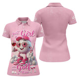 Maxcorners Just A Girl Who Loves Golf And Wine Custom Womens Golf Polo Shirt, Womens Golf Gifts