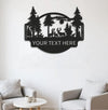 Maxcorners Personalized Deer Forest Metal Sign WITH LED/WITHOUT LED, Rustic Hunting Cabin Wall Decor, Wildlife Scene for Lodge or Mancave LM0110