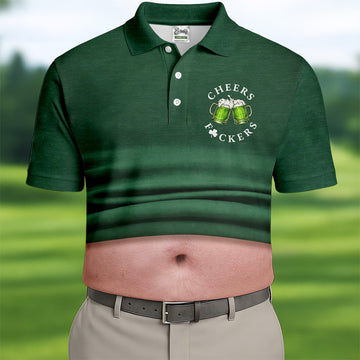 Maxcorners St Patrick's Day Cheers Men's Funny Golf Shirts, Polo Shirts For Men, Golf Shirts For Men | Style 3