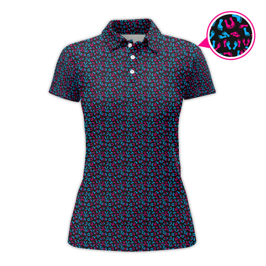 Maxcorners Feet Positions Pattern Golf Polos, Funny Golf Shirt For Men, Crazy Golf Shirts For Golfers