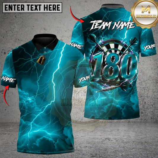 Maxcorners Darts 180 Lightning Strike Storm Multicolor Customized Name, Team Name 3D Shirts