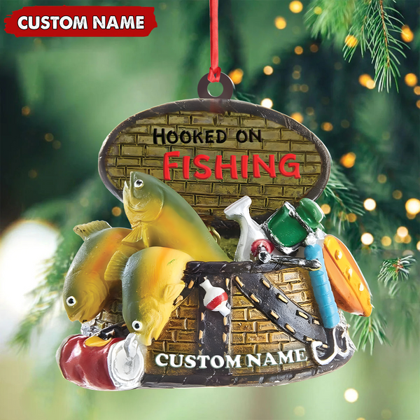 Maxcorners Custom Fishing Ornament - Personalized Hooked on Fishing Christmas Decoration LM0411