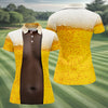 Maxcorners Beer Pint Illusion Pattern Golf Shirt, Women's Golf Shirt, Hawaiian Golf Shirt, Golf Polo For Women LM1507