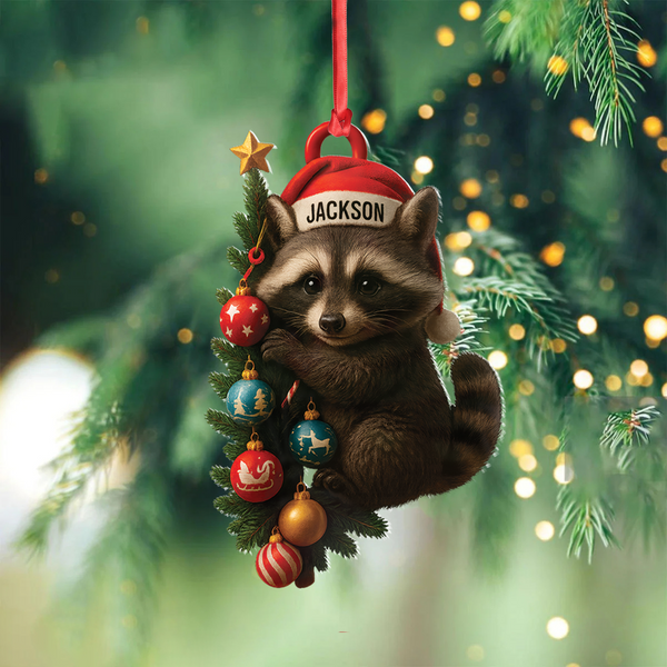 Maxcorners Personalized Raccoon Acrylic Christmas Ornament - Cute Holiday Gift - Perfect Gift for Kids & Animal Lovers LM0411