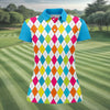 Maxcorners Retro Argyle Diamond Checkered Golf Shirt, Golf Polo For Women, Printed Golf Shirt LM1507