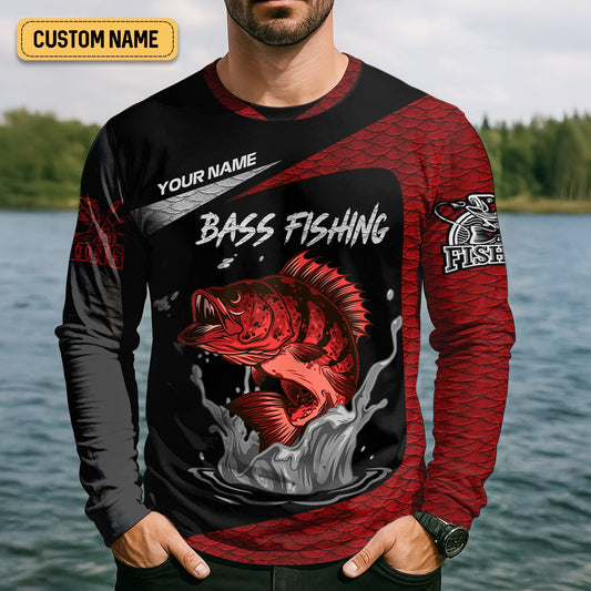 Maxcorners Bass Fishing Shirts, Hunt - Strike - Rule, SPF Long Sleeve Shirts, Fishing Shirts For Men
