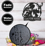 Maxcorners Personalized Deer and Fish Hunting Metal Sign WITH LED/WITHOUT LED, Rustic Cabin Wall Decor, Wildlife Outdoor Lodge Gift LM0110