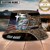 Maxcorners Fishing Camo American Flag Personalized Name 3D Bucket Hat (12 Fish Species)