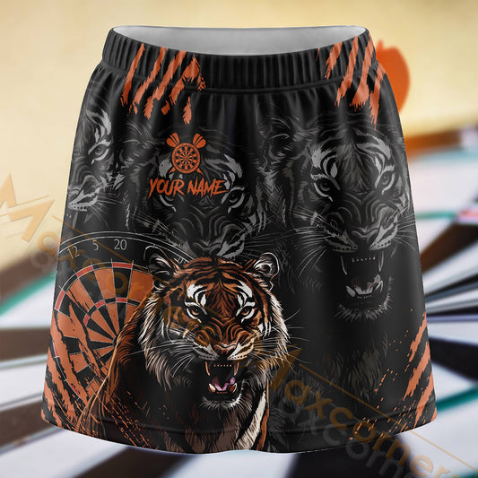 Maxcorners Darts Orange Tiger Dartboard Personalized 3D Skort, Skirts With Shorts