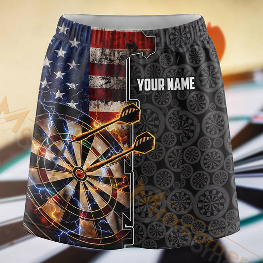 Maxcorners Darts Patriotic Grunge Dartboard Personalized 3D Skort, Skirts With Shorts