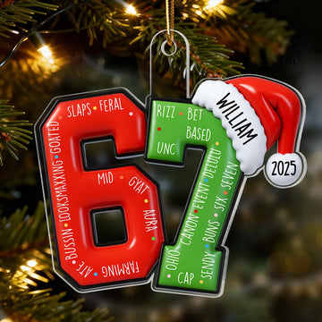 Maxcorners 3D Effect 2025 Teen Slang - Personalized Acrylic Ornament - Funny Christmas Gift For Teen, Grandkid, Gen Alpha 2D Flat