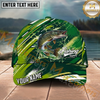Maxcorners Fishing Green Splash Strike Multi Options Personalized Name 3D Cap (11 Fish Species)