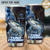 Maxcorners Fishing Tumbler Midnight Blue Cosmic Swirl Design Personalized Name Tumbler (13 Species)