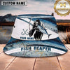 Maxcorners Fishing Fish Reaper White Green Scale Personalized 3D Bucket Hat (13 Fish Species)