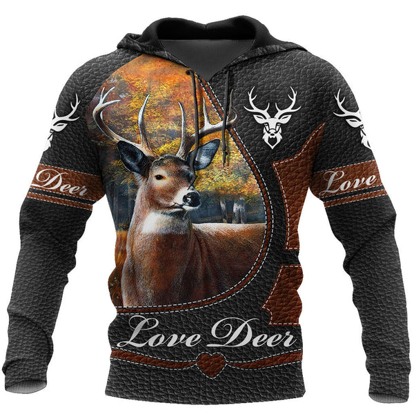 Max Corner Love Deer Leather Pattern 3D All Over Printed Shirts Gift For Hunter