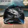 Maxcorners Fishing Black Blue Water Splash Personalized 3D Cap (12 Fish Species)