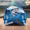 Maxcorners Fishing Blue Water Splash Personalized Name 3D Cap (12 Fish Species)