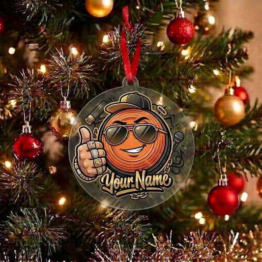 Maxcorners Personalized Funny Clay Target Thumbs Up Sunglasses Gold Rings Cap Acrylic Christmas Ornament And Keychain Custom Gift For Hunters 2D Flat