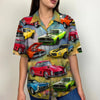 Custom Muscle Car Photo Hawaiian Shirt, Flower Field Pattern