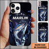 Maxcorners Dark Hexagon Water Splash Personalized Name Phone Case (13 Fish Species)